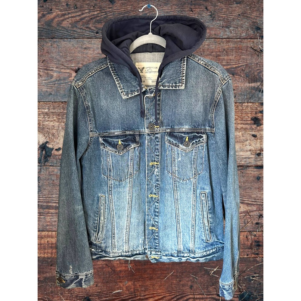 MEN’S-American Eagle Outfitters-Hooded Jean Jacket-SIZE US MED